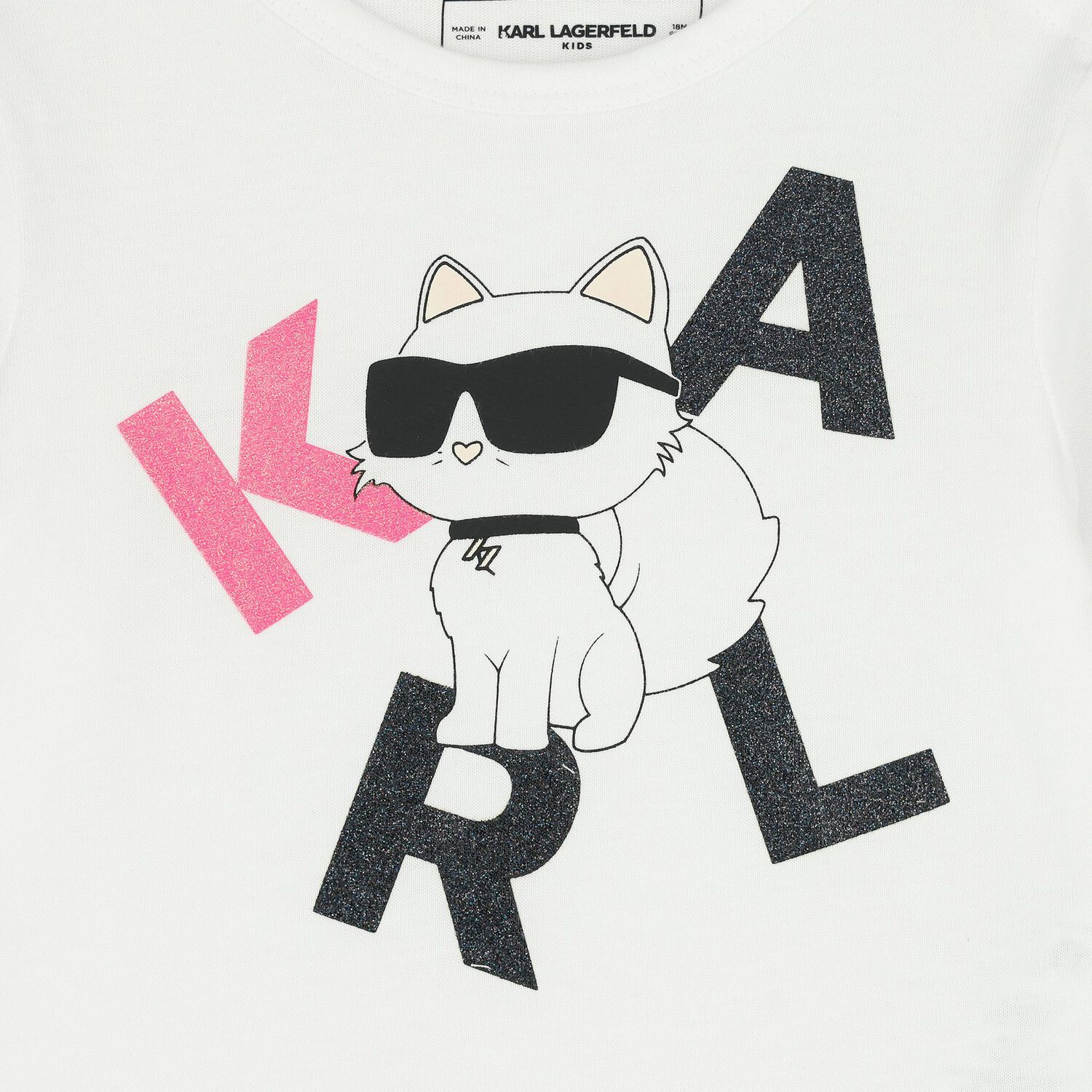 Younger Girls White Choupette Long Sleeve Top, 1, hi-res