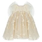 Younger Girls Ivory Butterfly Tulle Dress, 1, hi-res