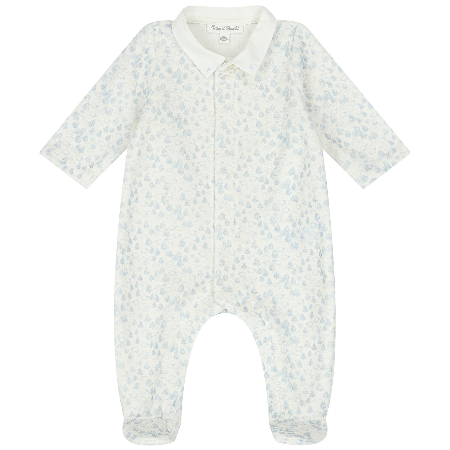 Baby Boys Ivory & Blue Tree & Sheep Babygrow, 1, hi-res