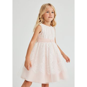 Girls Pink & White Lace Dress