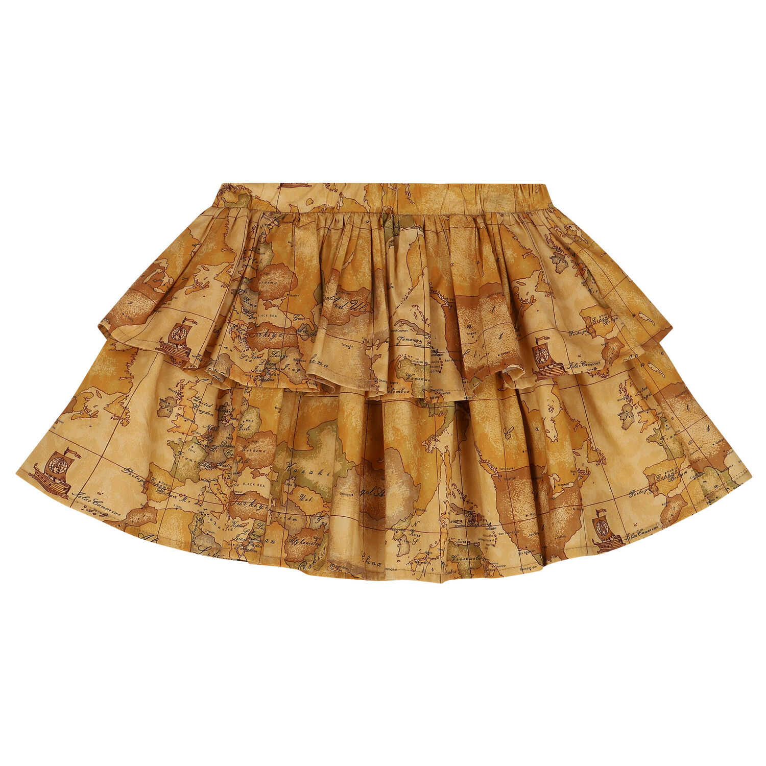 Girls Beige Geo Map Skirt, 1, hi-res image number null