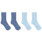 Baby Boys Blue & White Socks (6 Pack), 2, hi-res
