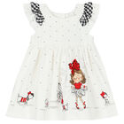 Younger Girls White Dots Dress, 1, hi-res
