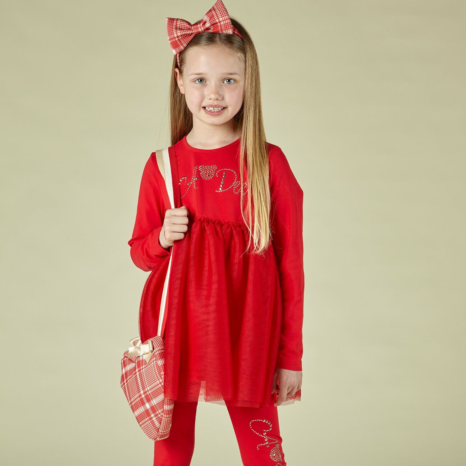 Girls Red Logo Leggings Set, 1, hi-res image number null