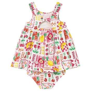 Younger Girls White Fruits Dress Set