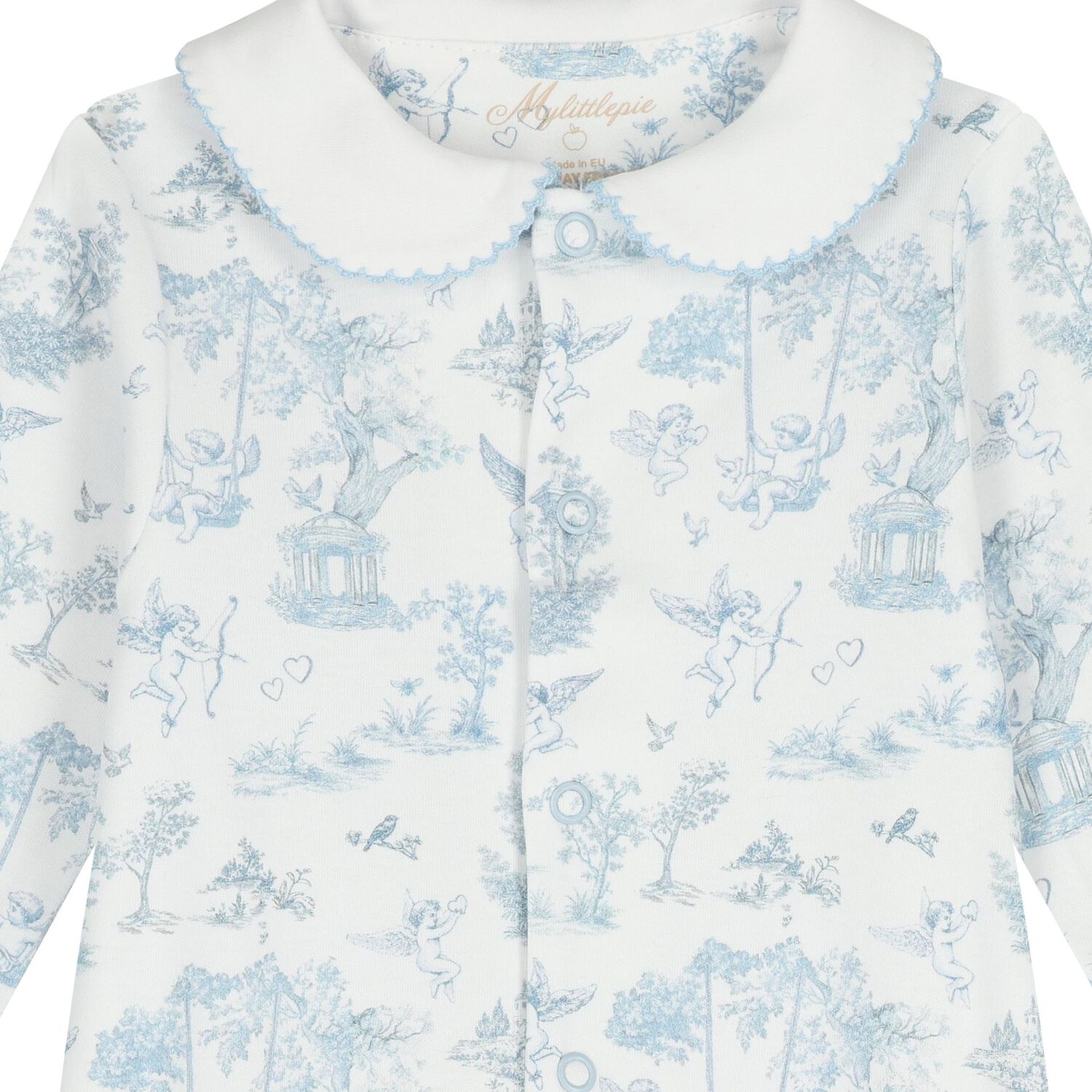 Baby Boys White & Blue Babygrow, 1, hi-res