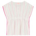 Girls White Striped Kaftan, 1, hi-res