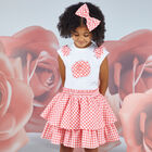Girls White & Coral Rose Dress, 1, hi-res