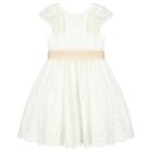 Girls Ivory Embroidered Dress, 1, hi-res