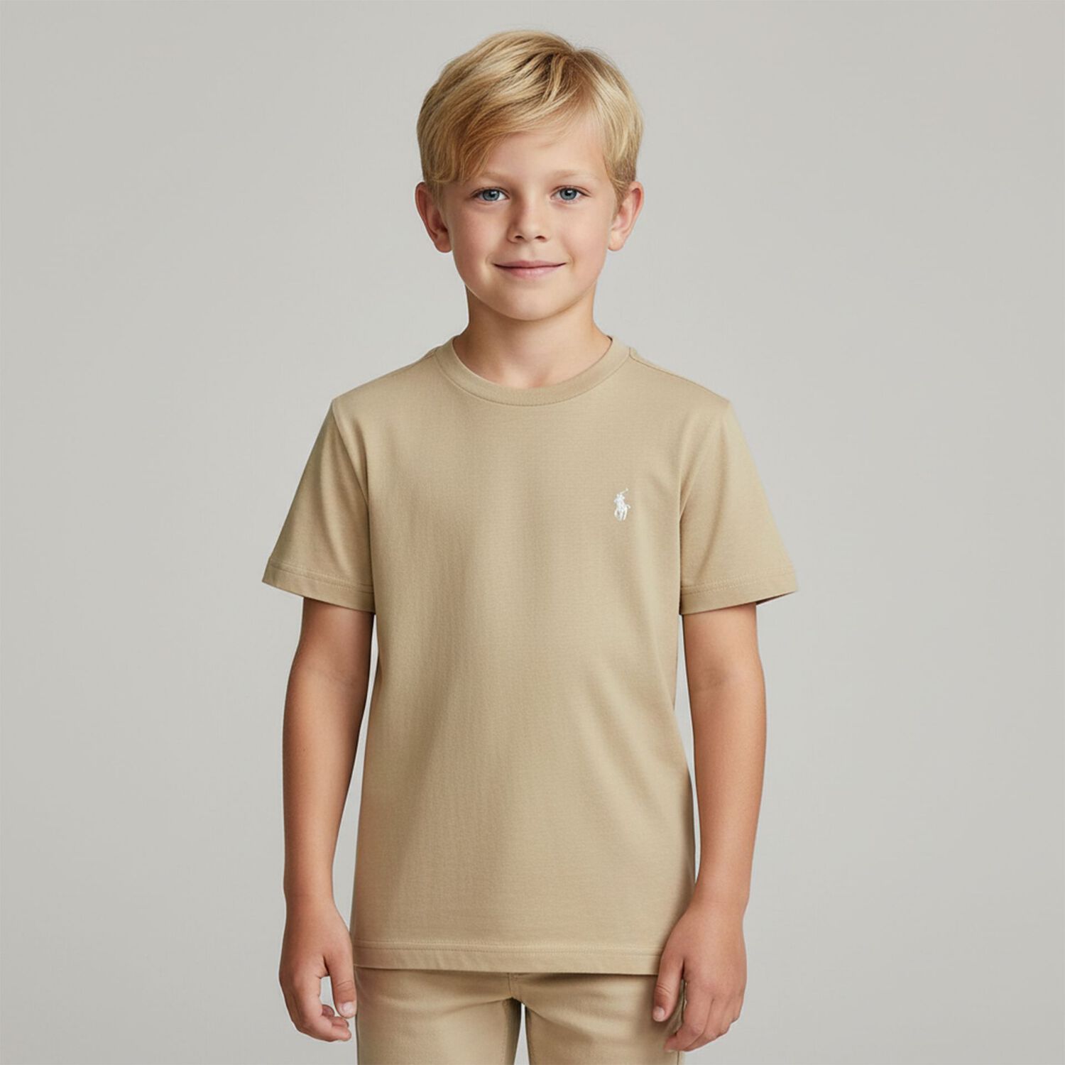 Boys Beige Logo T-Shirt, 2, hi-res