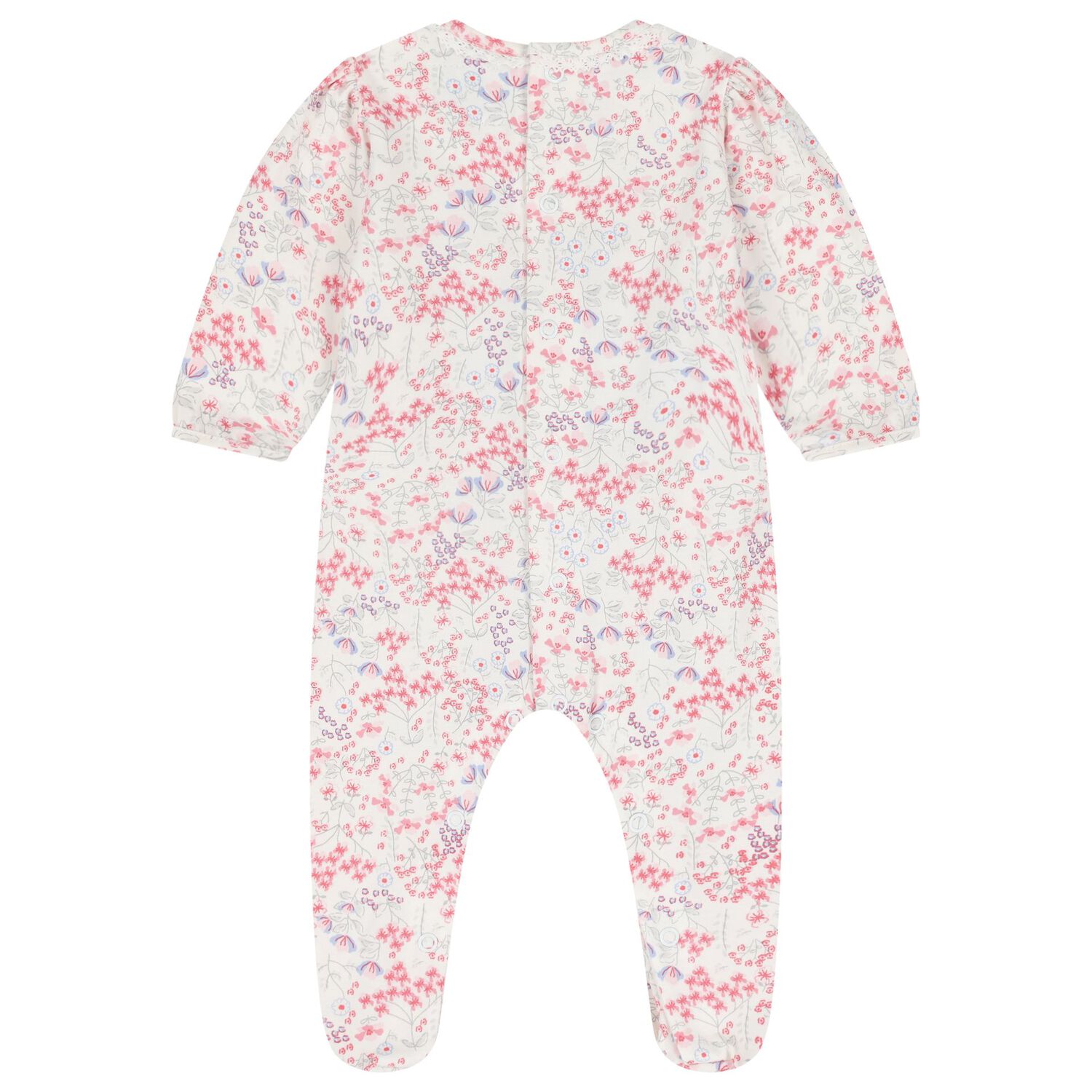 Baby Girls White & Pink Floral Babygrow Set, 1, hi-res