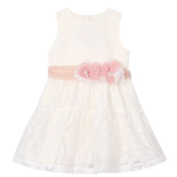 Girls Ivory Organza Floral Dress