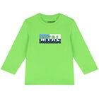 Younger Boys Green Logo Long Sleeve Top, 3, hi-res