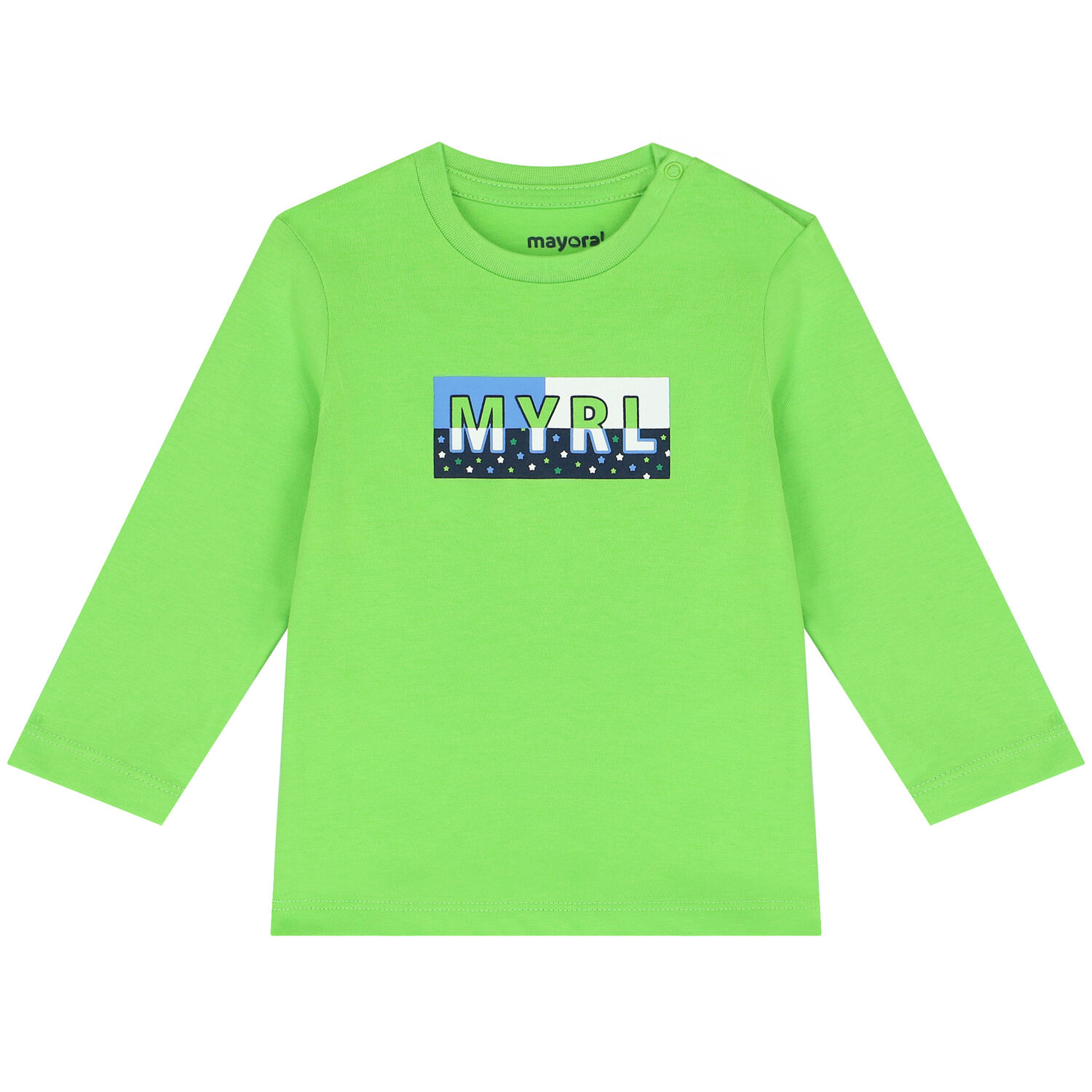 Younger Boys Green Logo Long Sleeve Top, 3, hi-res