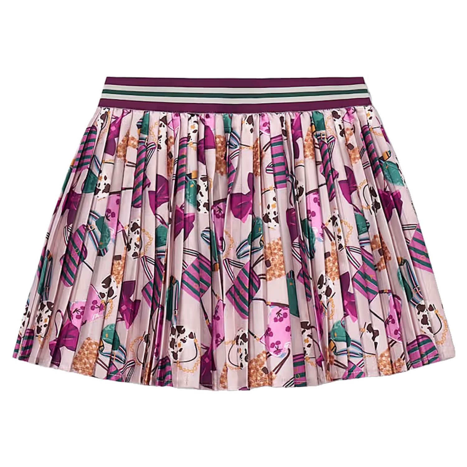 Girls Multi-Coloured Pleated Skirt, 2, hi-res