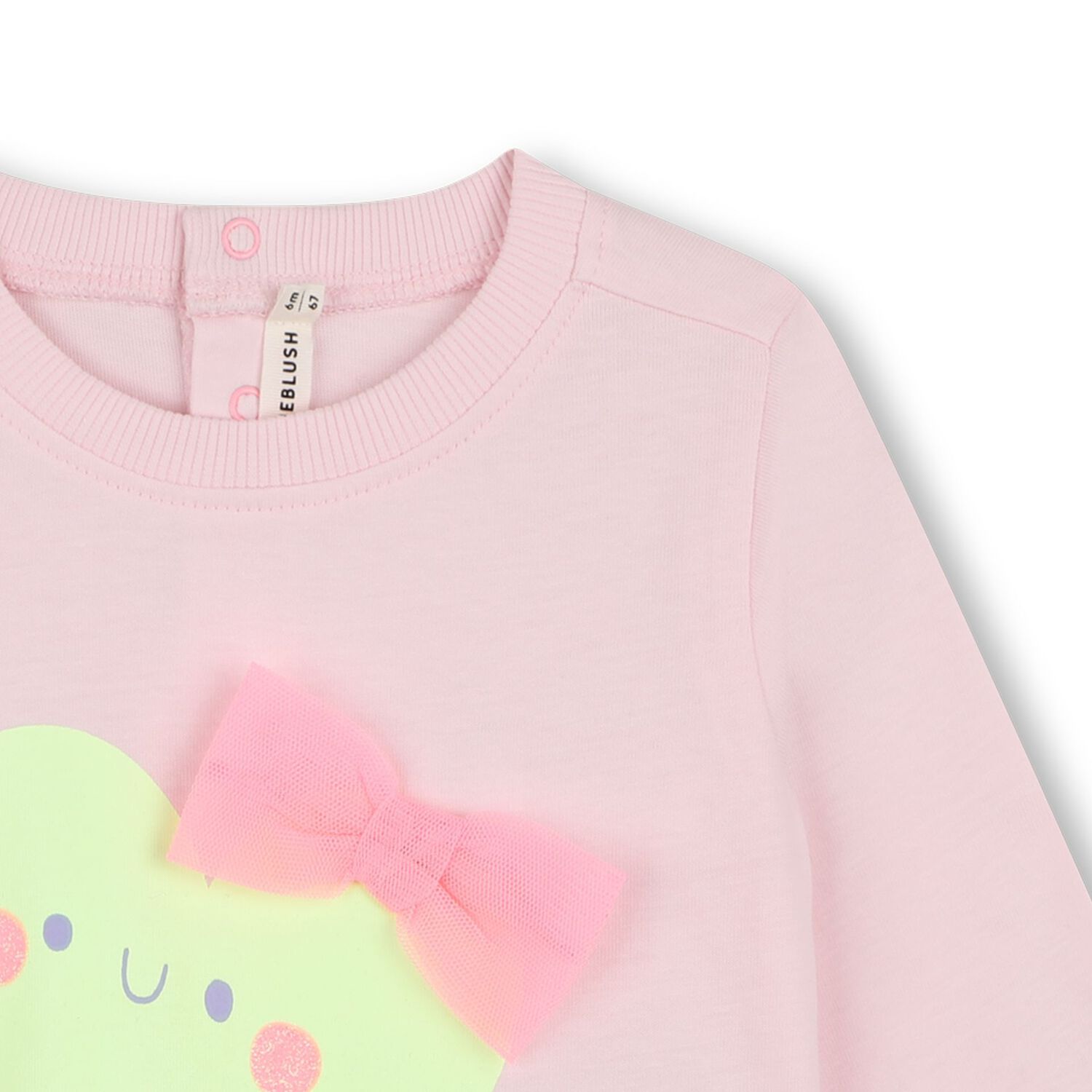 Younger Girls Pink Heart Long Sleeve Top, 1, hi-res