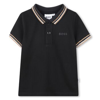Younger Boys Black Logo Polo Shirt