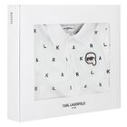 Boys White & Beige Logo Shorts Set, 1, hi-res