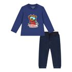 Baby Boys Blue Logo Teddy Bear Trousers Set, 1, hi-res
