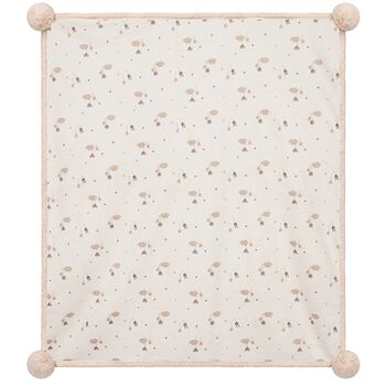 Beige & Ivory Pom Pom Baby Blanket