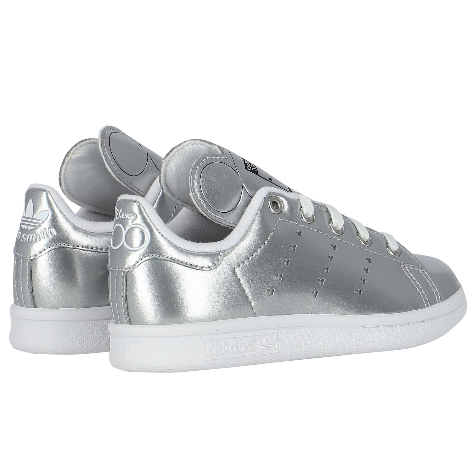 Girls Silver Stan Smith Trainers, 1, hi-res