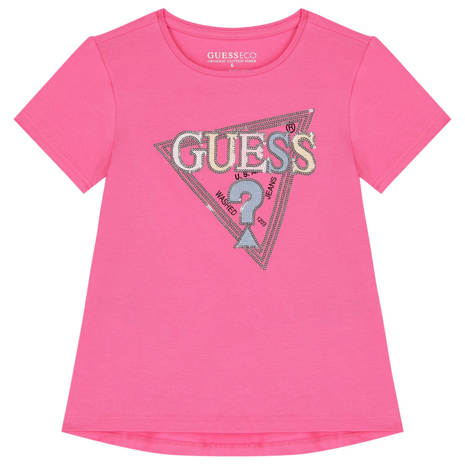 Girls Pink Embellished Logo T-Shirt, 3, hi-res