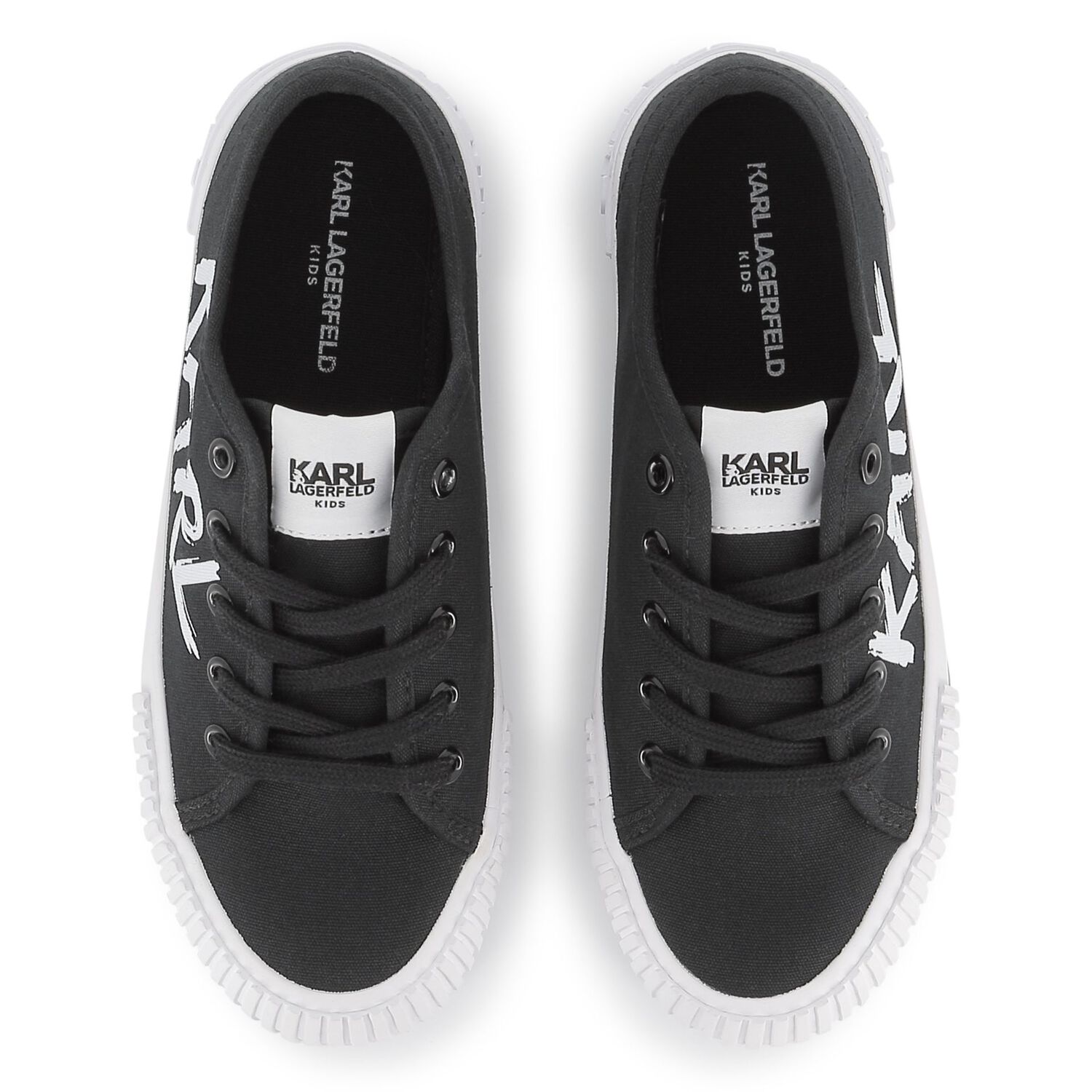 Boys Black & White Logo Trainers, 1, hi-res