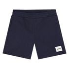 Younger Boys Navy Blue Logo Shorts, 1, hi-res