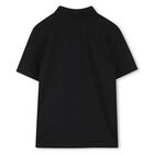 Boys Black Logo Polo Shirt, 1, hi-res