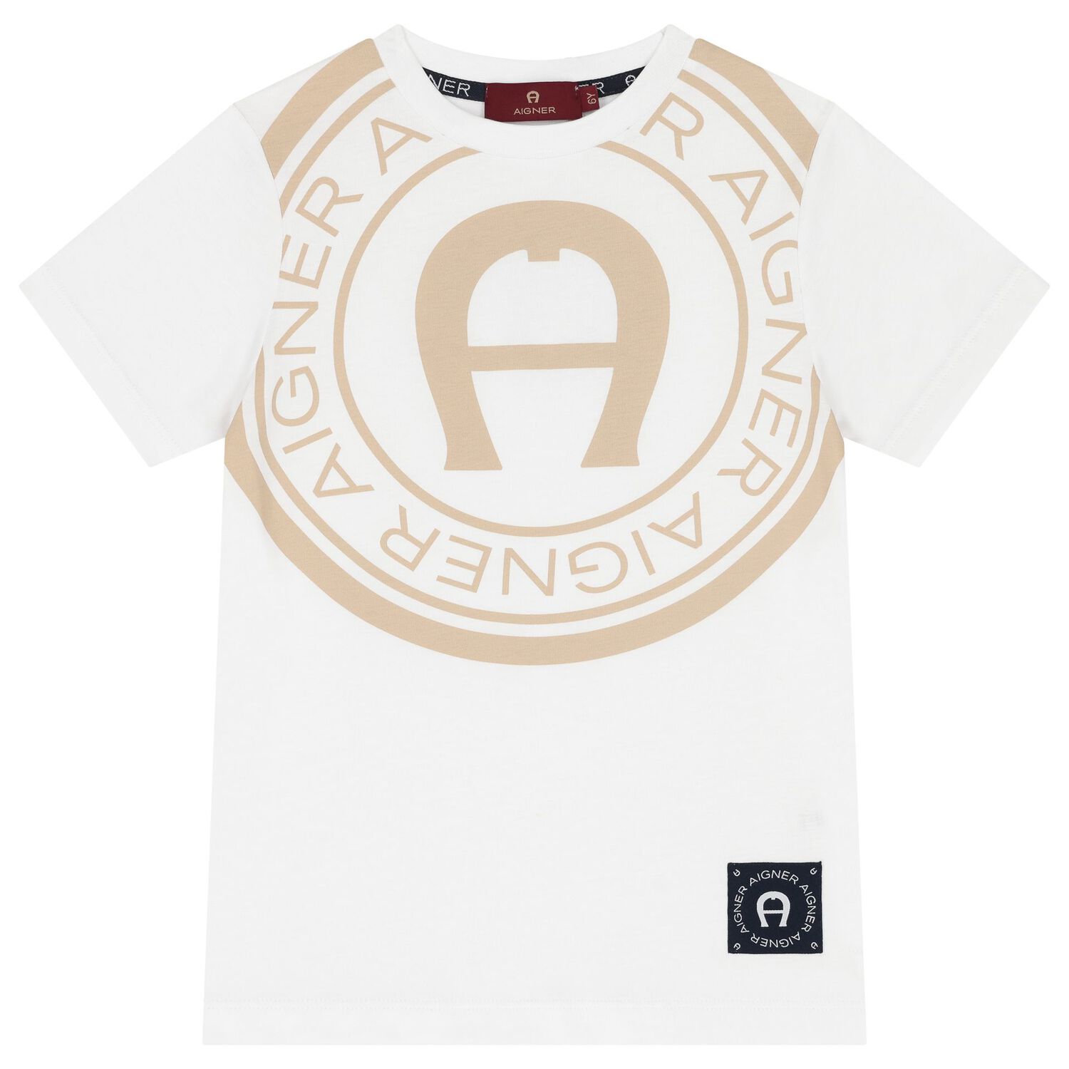 Boys White & Beige Logo Shorts Set, 1, hi-res image number null