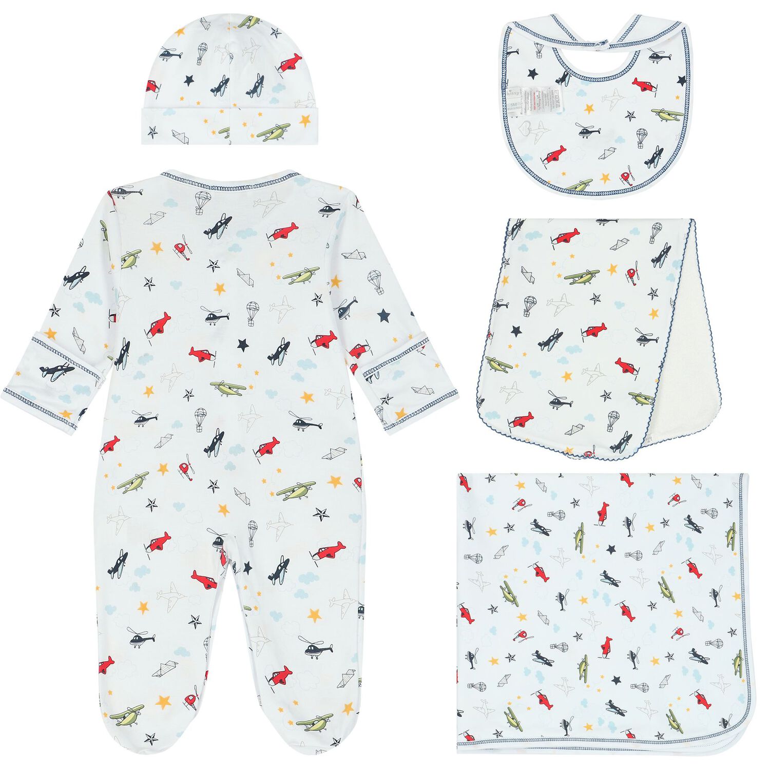 Baby Boys White Airplane Babygrow Gift Set, 1, hi-res