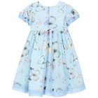 Girls Blue Butterfly Chiffon Dress, 1, hi-res