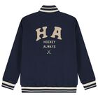Boys Navy Blue Varsity Bomber Jacket, 1, hi-res