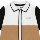 Baby Boys White & Beige Logo Babygrow, 1, hi-res