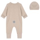 Baby Boys Beige Teddy Bear Romper Gift Set, 1, hi-res