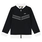 Boys Black Logo Zip Up Top, 1, hi-res
