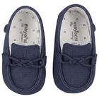 Baby Boys Navy Blue Leather Pre Walker Moccasins, 3, hi-res