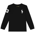Boys Black Logo Long Sleeve Top, 1, hi-res