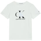 Boys White Logo T-Shirt, 1, hi-res