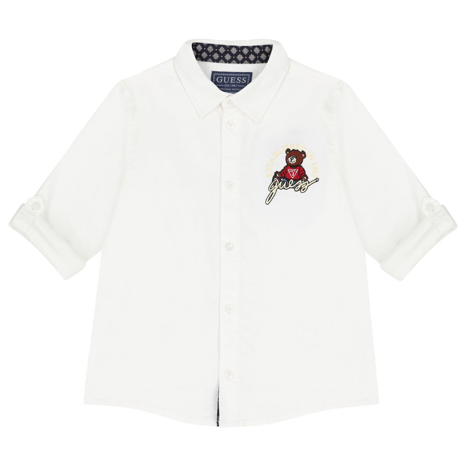Boys White Teddy Bear Logo Shirt, 1, hi-res image number null