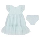 Younger Girls Blue Embellished Tulle Dress Set, 1, hi-res