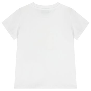 Girls White Teddy Bear T-Shirt