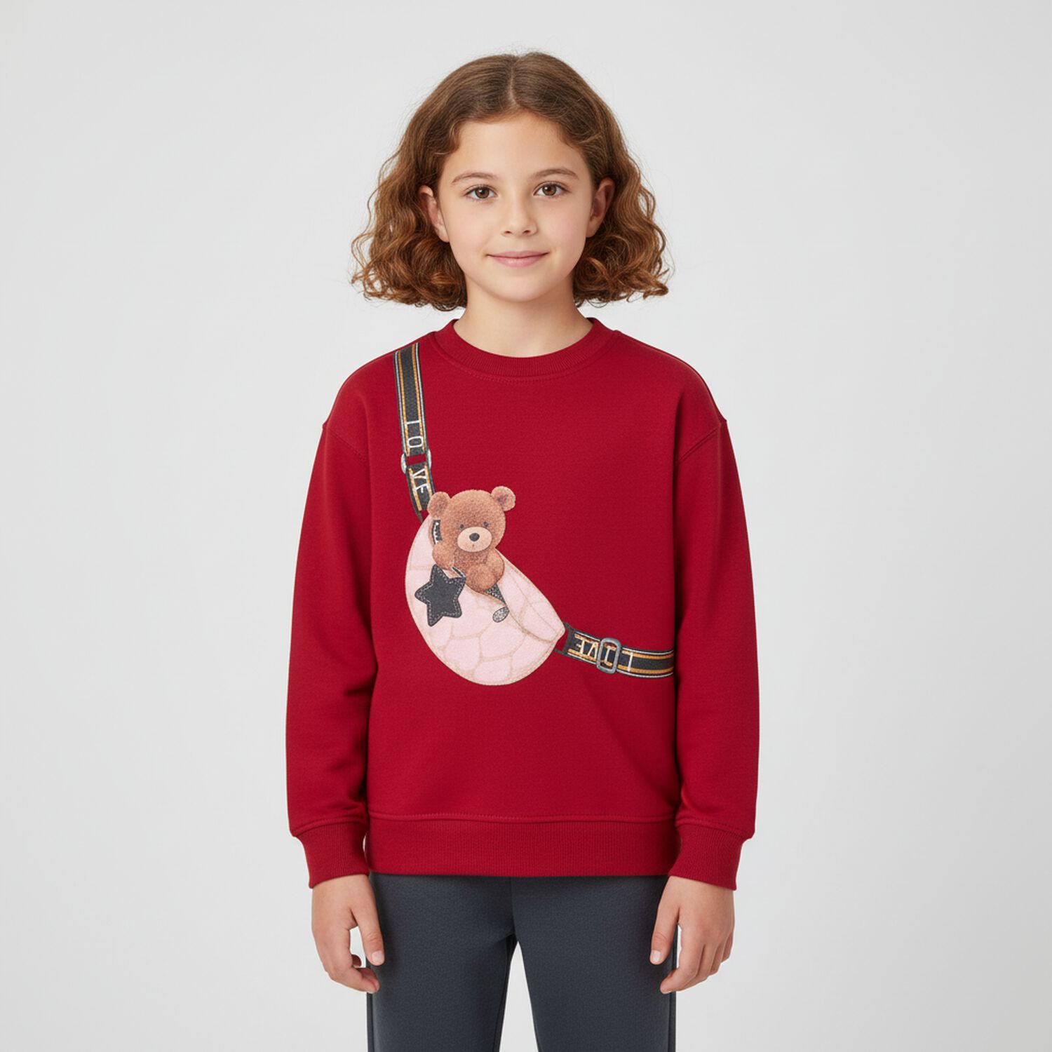 Girls Red & Grey Bag Leggings Set, 2, hi-res