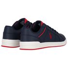 Boys Navy Blue & Red Logo Trainers, 1, hi-res