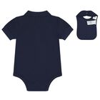 Boys Navy Blue Logo Babysuit Gift Set, 1, hi-res