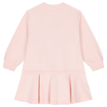 Girls Pink Embroidered Logo Dress