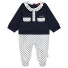 Baby Boys Navy Blue & White Logo Babygrow, 2, hi-res