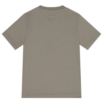 Boys Khaki Grey Logo T-Shirt 