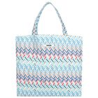 Girls Blue & White Logo Zig Zag Tote Bag, 2, hi-res