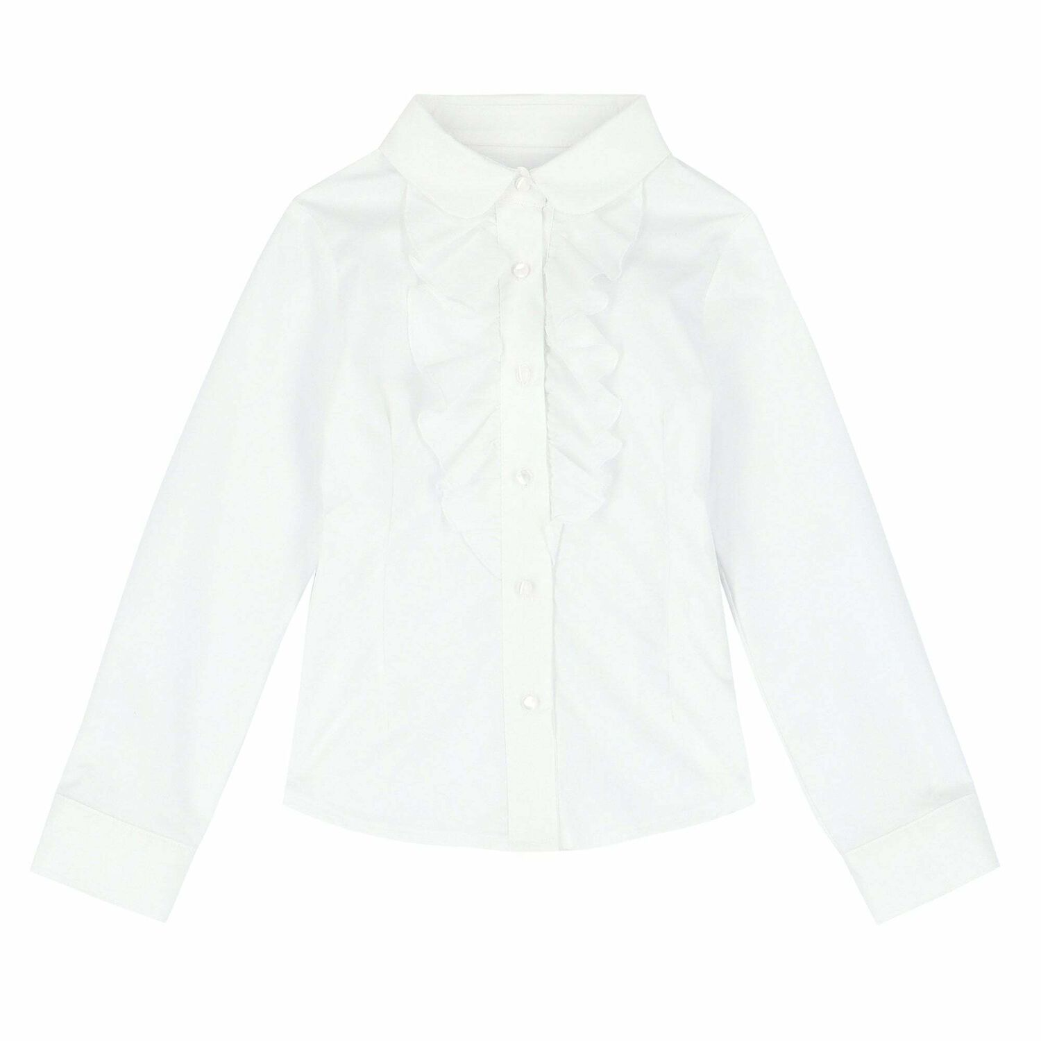 Girls White Cotton Blouse, 1, hi-res
